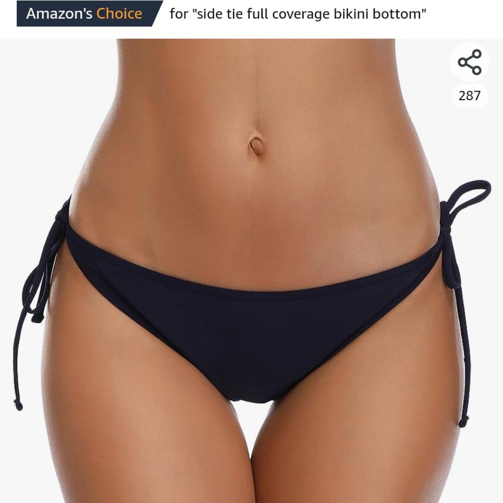 NWT black side tie bikini bottoms